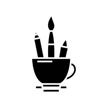 Sanatçı araçları siyah simge, konsept resimleme, vektör düz sembol, kabartma işareti.