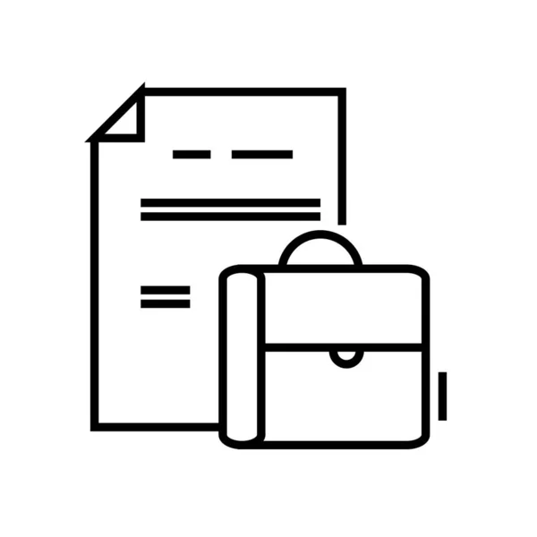 Ícone de linha de mala de arquivos, sinal de conceito, ilustração de vetor de contorno, símbolo linear . —  Vetores de Stock