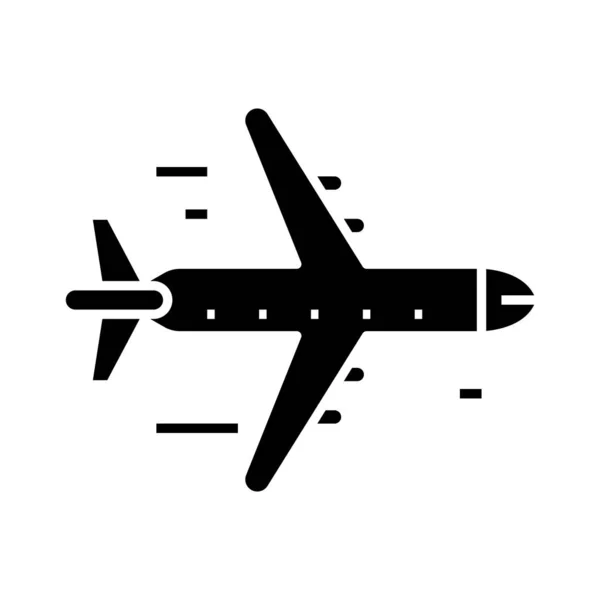 Ícone preto do avião, ilustração do conceito, símbolo plano do vetor, sinal do glifo . — Vetor de Stock