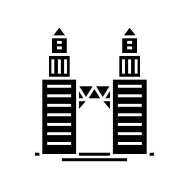 Büyük kuleler siyah simge, konsept illüstrasyon, vektör düz sembol, sembol işareti.