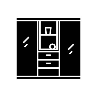 Büyük dolap siyah simgesi, konsept illüstrasyon, vektör düz sembol, kabartma işareti.