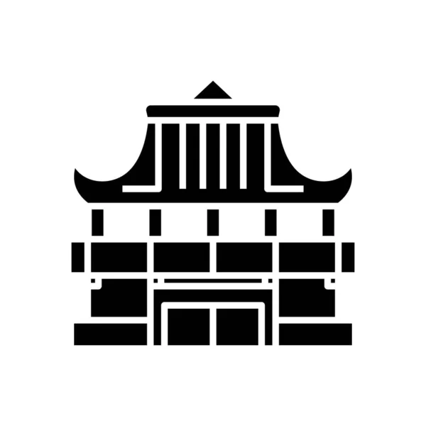 Asiatiskt slott svart ikon, begrepp illustration, vektor platt symbol, glyf tecken. — Stock vektor