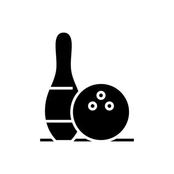 Bowling siyah simgesi, konsept illüstrasyon, vektör düz sembol, kabartma işareti. — Stok Vektör