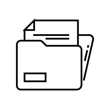 Dosya satırı simgesi, kavram işareti, taslak vektör illüstrasyonu, doğrusal sembol.