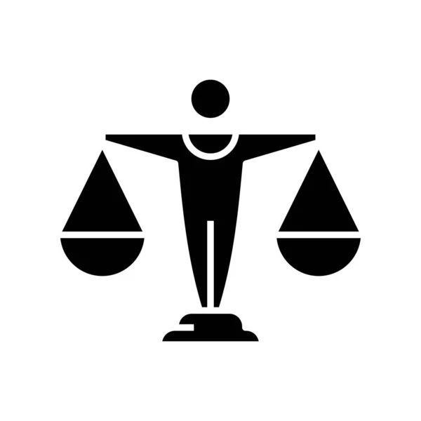 Balance icône noire, illustration de concept, symbole plat vectoriel, signe de glyphe . — Image vectorielle