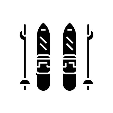 Alp kayak simgesi, konsept çizim, vektör düz sembol, kabartma işareti.
