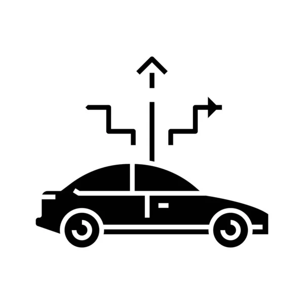 Auto-Navigation schwarzes Symbol, Konzept-Illustration, Vektor-Flachsymbol, Glyphen-Zeichen. — Stockvektor