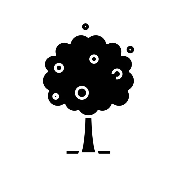 Apple tree black icon, concept illustration, vector flat symbol, glyph sign. — Stock Vector