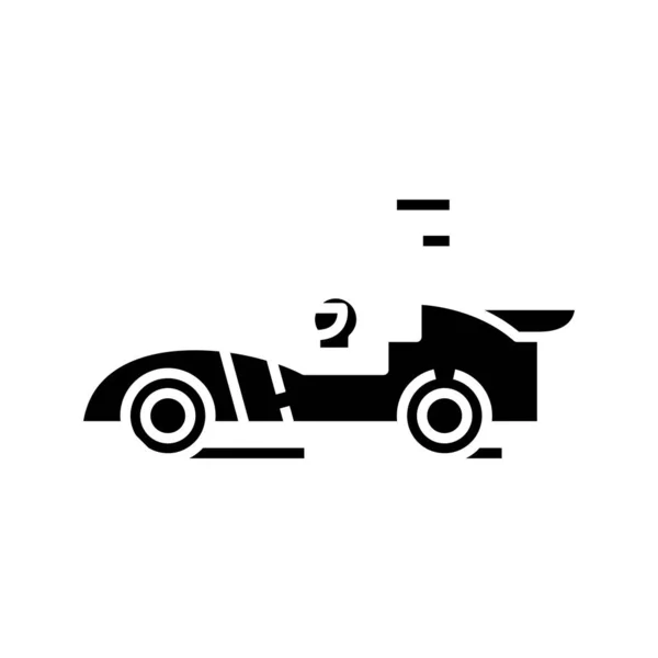 Auto racen zwart pictogram, concept illustratie, vector plat symbool, glyph teken. — Stockvector