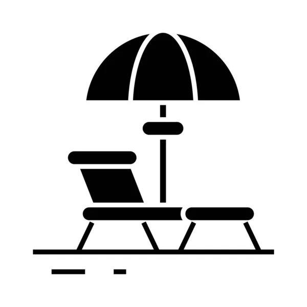 Playa resort icono negro, concepto de ilustración, vector de símbolo plano, signo de glifo . — Vector de stock