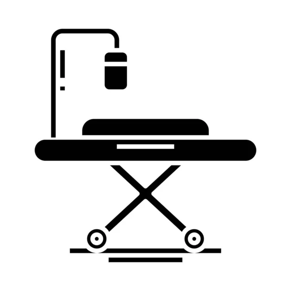 Ambulance meuble icône noire, illustration de concept, symbole plat vectoriel, signe de glyphe . — Image vectorielle