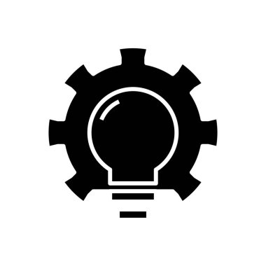 Fikir siyah simgesi, konsept illüstrasyon, vektör düz sembol, kabartma işareti.