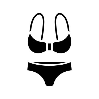 Bikini siyah simgesi, konsept illüstrasyon, vektör düz sembol, sembol işareti.