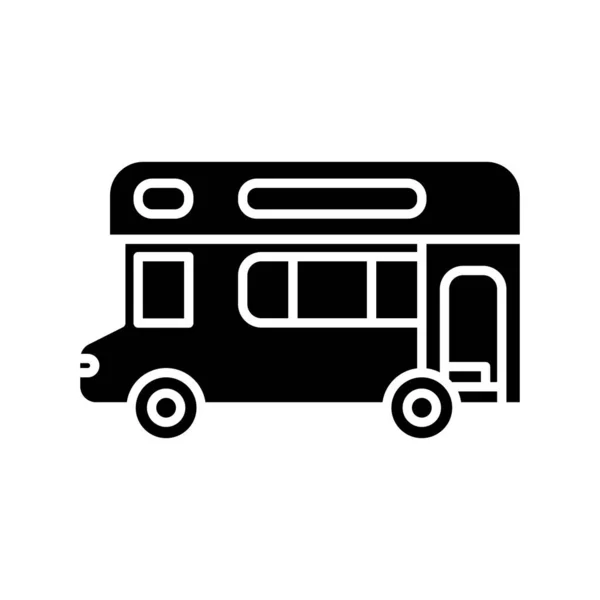 Großes schwarzes Bussymbol, Konzept-Illustration, Vektor-Flachsymbol, Glyphen-Zeichen. — Stockvektor