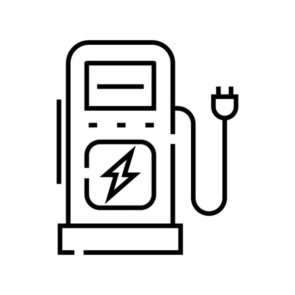 Elektrische auto oplaadstation lijn pictogram, concept teken, schets vector illustratie, lineair symbool. — Stockvector