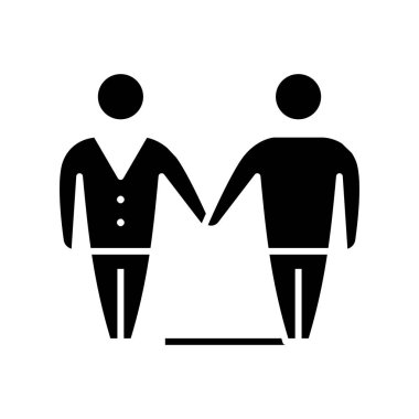 Anlaşma simgesi, konsept illüstrasyon, vektör düz sembol, kabartma işareti.