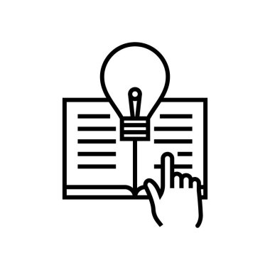 Eğitimsel büyüme çizgisi simgesi, kavram işareti, özet vektör çizimi, doğrusal sembol.