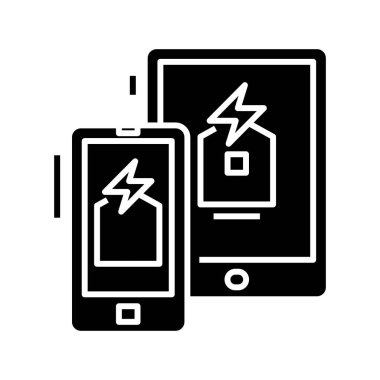 Pil düşük siyah simge, konsept illüstrasyon, vektör düz sembol, kabartma işareti.