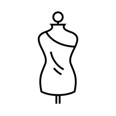 Manikin satır simgesi, konsept işareti, taslak vektör çizimi, doğrusal sembol.