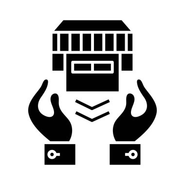 Otomatik rapor siyah simgesi, konsept illüstrasyon, vektör düz sembol, kabartma işareti.