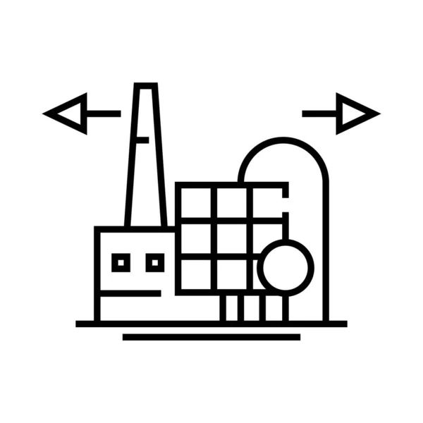Eco-industrie lijn pictogram, concept teken, schets vector illustratie, lineair symbool. — Stockvector