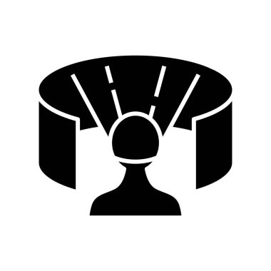 3d teknojinin siyah simgesi, konsept illüstrasyon, vektör düz sembol, kabartma işareti.