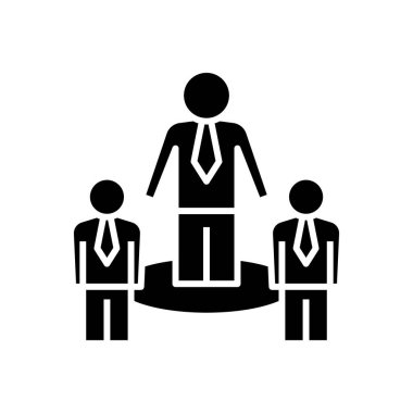 Büyük patron siyah simgesi, konsept illüstrasyon, vektör düz sembol, kabartma işareti.