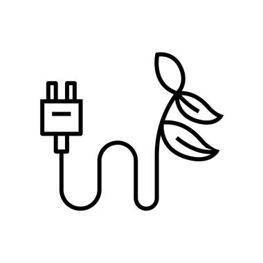 Eko elektrik hattı simgesi, kavram işareti, taslak vektör çizimi, doğrusal sembol.