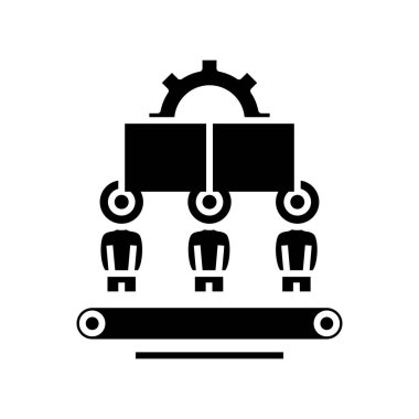 Otomatik işlem siyah simgesi, konsept illüstrasyon, vektör düz sembol, kabartma işareti.