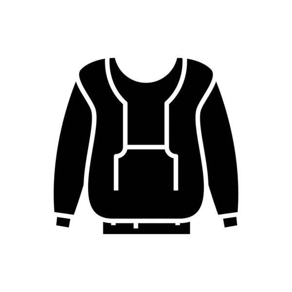 Ícone preto grande do sweatshirt, ilustração do conceito, símbolo liso do vetor, sinal do glifo . — Vetor de Stock