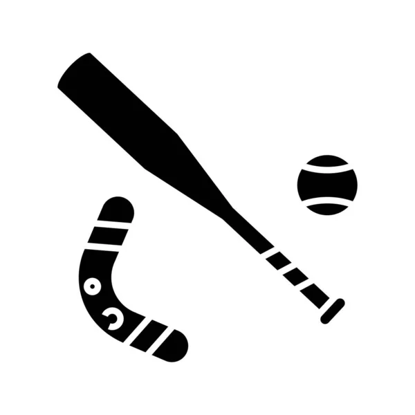 Bâton de baseball icône noire, illustration de concept, symbole plat vectoriel, signe de glyphe . — Image vectorielle