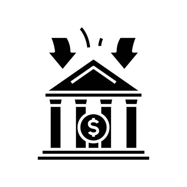 Banco edificio icono negro, concepto de ilustración, vector de símbolo plano, signo de glifo . — Vector de stock