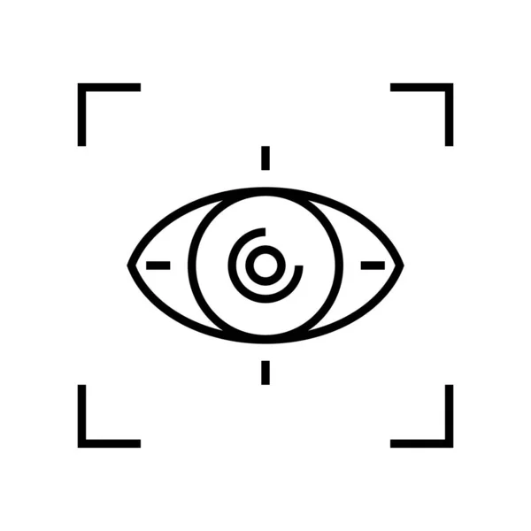 Siguiendo el icono de la línea del ojo, signo de concepto, ilustración del vector de contorno, símbolo lineal . — Vector de stock