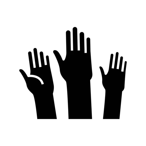 Активні руки чорна ікона, концептуальна ілюстрація, векторний плоский символ, знак гліфа . — стоковий вектор