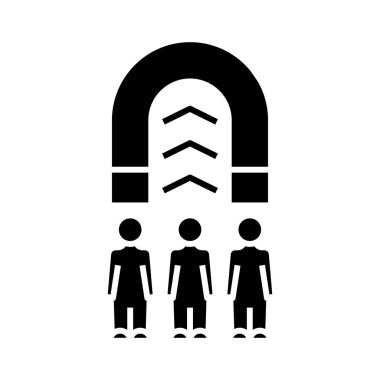 Müşteriler için siyah simge, konsept illüstrasyon, vektör düz sembol, kabartma işareti.