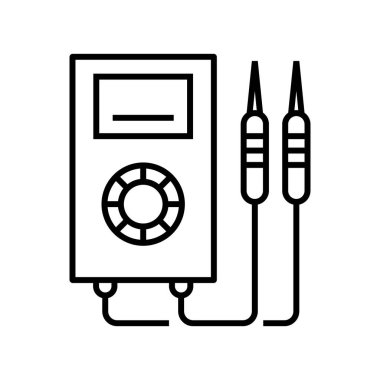 Ekipman satırı simgesi, kavram işareti, ana hatlı vektör çizimi, doğrusal sembol.