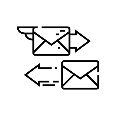 E- posta çizgisi simgesi, kavram işareti, taslak vektör çizimi, doğrusal sembol.