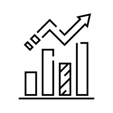 Gainers çizgi simgesi, kavram işareti, dış hatlar vektör çizimi, doğrusal sembol.