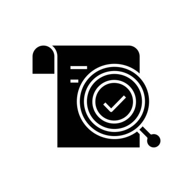 Rapor siyah simgesi, konsept illüstrasyon, vektör düz sembol, kabartma işareti onaylanıyor.