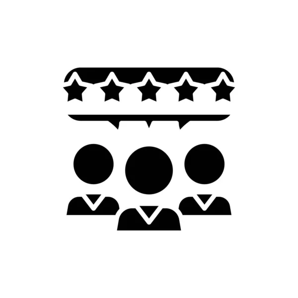 Servicii 5 stele pictograma neagra, ilustratie concept, simbol plat vector, semn glif . — Vector de stoc