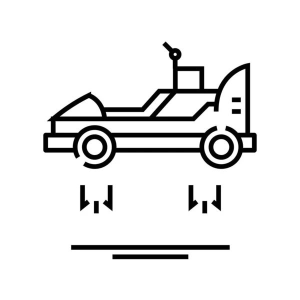 Icône de ligne de voiture volante, signe conceptuel, illustration vectorielle de contour, symbole linéaire . — Image vectorielle