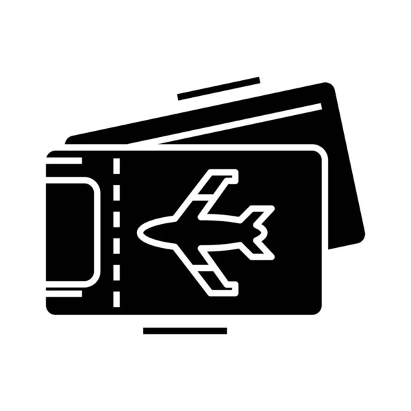 Aero tickets icono negro, concepto de ilustración, vector de símbolo plano, signo de glifo . — Archivo Imágenes Vectoriales