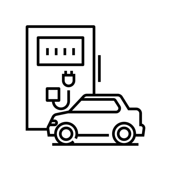 Ícone de linha de carro eletro, sinal de conceito, ilustração de vetor de contorno, símbolo linear . —  Vetores de Stock