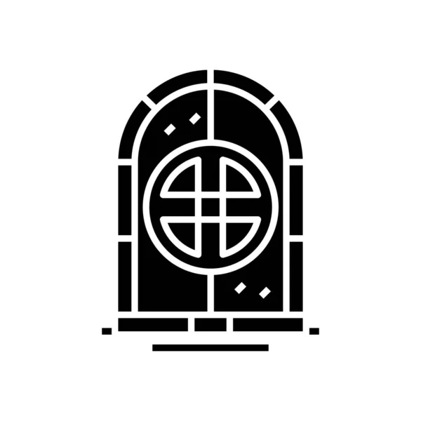 Oude portaal zwart pictogram, concept illustratie, vector plat symbool, teken van de hiërogliefen. — Stockvector
