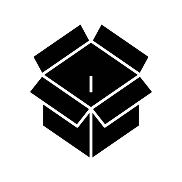 Emballage boîte icône noire, illustration de concept, symbole plat vectoriel, signe de glyphe . — Image vectorielle