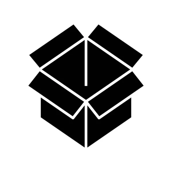Boîte icône noire, illustration de concept, symbole plat vectoriel, signe de glyphe . — Image vectorielle