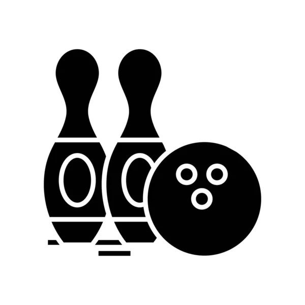 Bouling boules icône noire, illustration de concept, symbole plat vectoriel, signe glyphe . — Image vectorielle