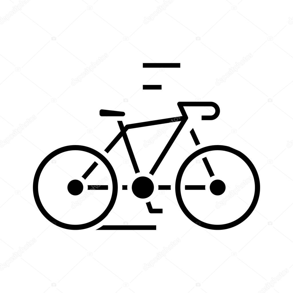 Bicycle black icon, concept illustration, vector flat symbol, glyph sign.