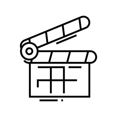 Çift çizgi simgesi, kavram işareti, ana hatlı vektör çizimi, doğrusal sembol.