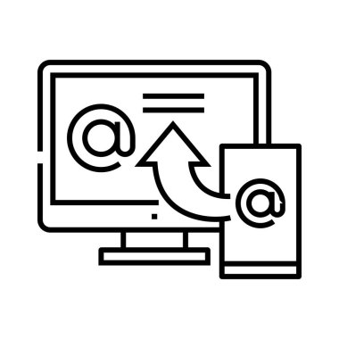 E- posta ayarları satır simgesi, kavram işareti, dış hat vektör illüstrasyonu, doğrusal sembol.